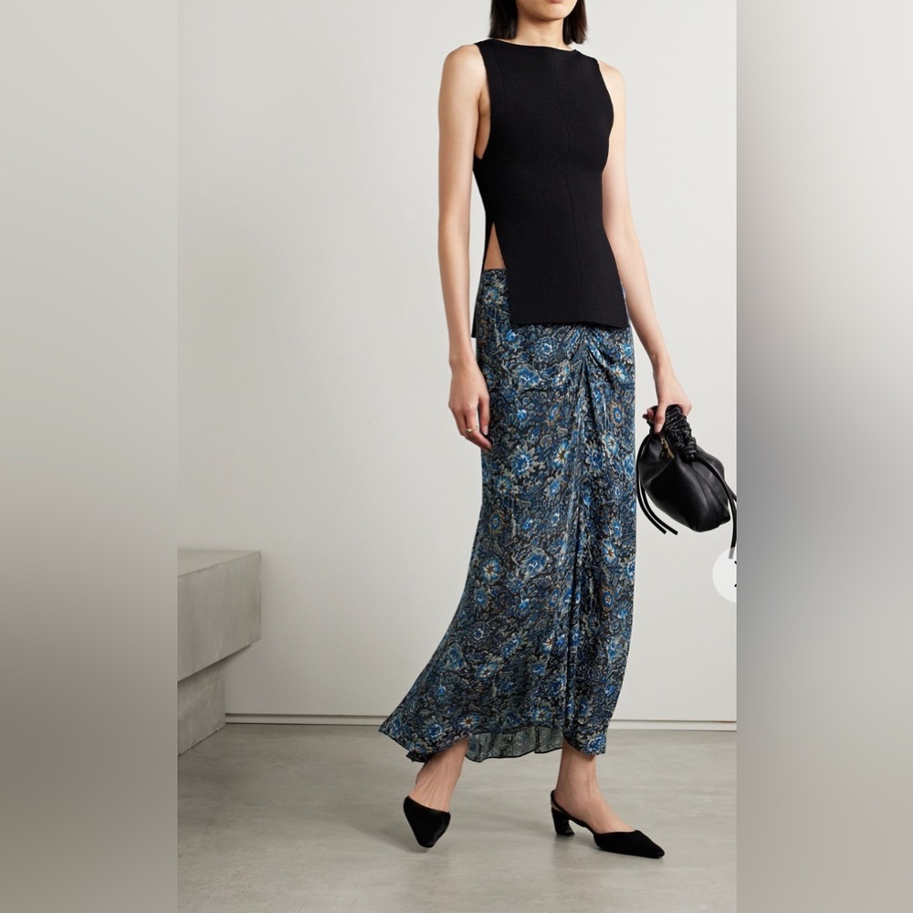 Veronica Beard Floral Blue Maxi Skirt